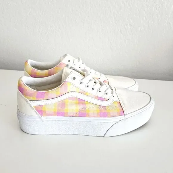NWOT Vans | Stackform Pastel Picnic Plaid Platform Sneaker Shoes, Womens 10 - Picture 1 of 8